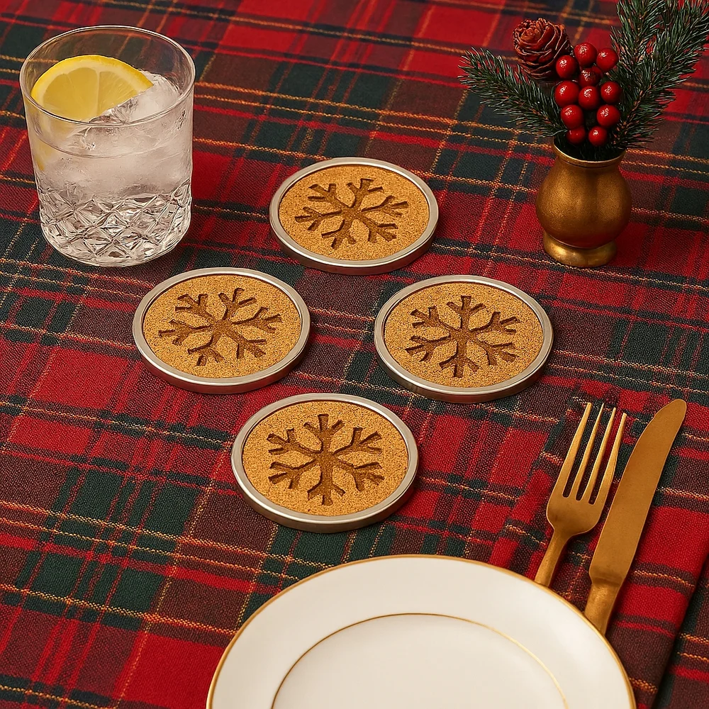 VTG Dansk Snowflake 4pc Coaster Set – New in Package | Rare Holiday Barware